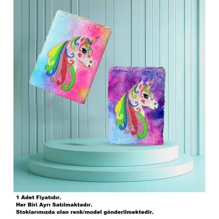 KAR YLMZ.PD-102 UNICORN SİMLİ PELUŞ HATIRA DEFTERİ ÇİZGİLİ