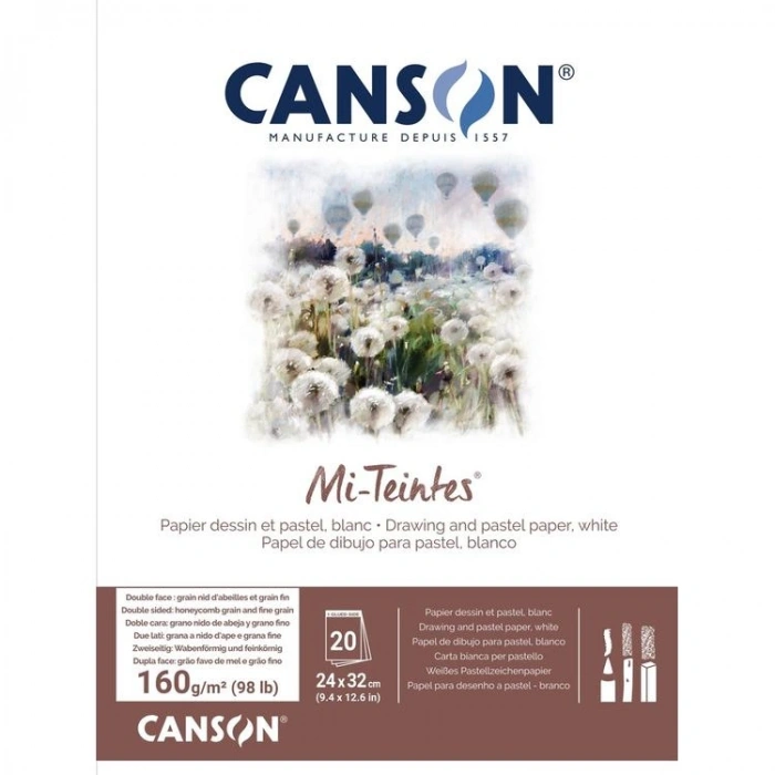CANSON MI-TEINSTES RESİM VE ÇİZİM DEFTERİ 24x32 160GR. 20YP. BEYAZ  (WHITE)