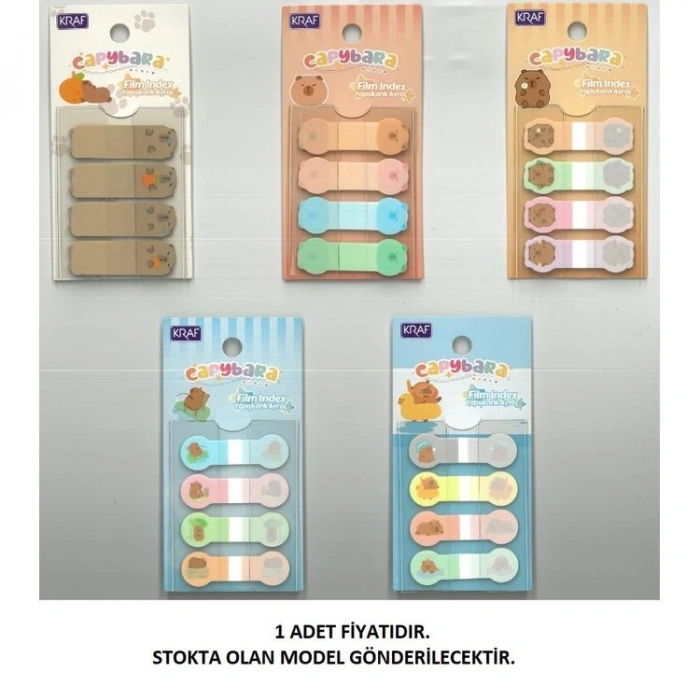 KRAF 41544-CB İNDEX FİLM (PP) 15x44mm.POP UP 4 RENKx20yp. CAPYBARA ŞEKİLLİ YAPIŞKANLI AYRAÇ