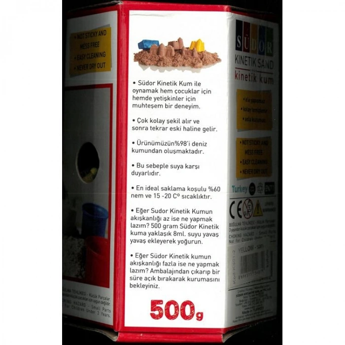 SÜDOR KS01-2 KİNETİK KUM KARTON KUTULU 500 G SARI