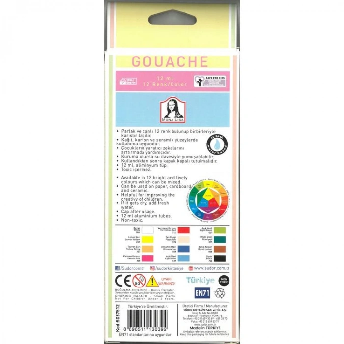 SÜDOR SD57512 MONALISA GUAJ BOYA 12X12 ML TÜP SET