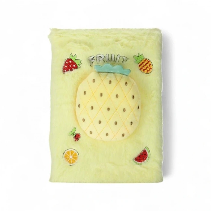 KAR YLMZ.PD-105  SÜPER MEYVELER KABARTMALI PELUŞ HATIRA DEFTERİ ÇİZGİLİ