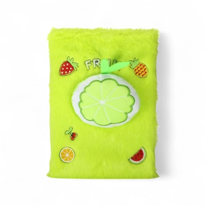 KAR YLMZ.PD-105  SÜPER MEYVELER KABARTMALI PELUŞ HATIRA DEFTERİ ÇİZGİLİ