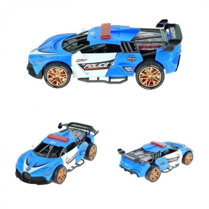 4İ D500-23 SÜRTMELİ SESLİ IŞIKLI POLİS ARABASI  3+ TEKLİ