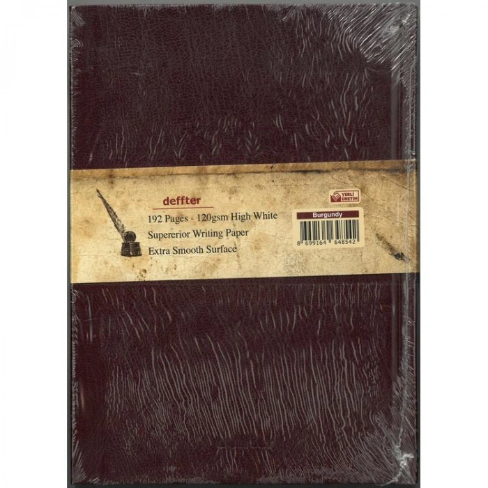 DEFFTER DOLMA KALEM DEFTERİ 15.5x21.5cm SERT KAPAK ÇİZGİSİZ 96 YP.- BORDO