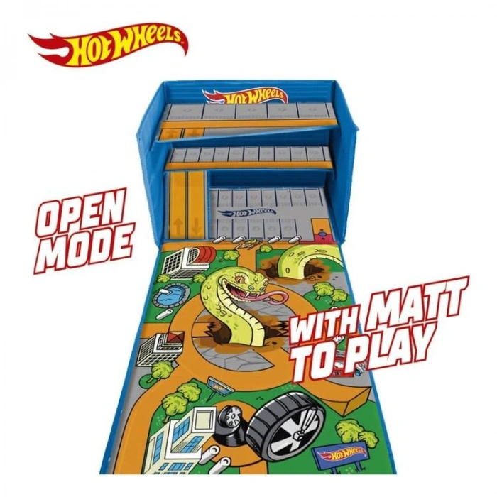 MATTEL HWCC20 HOT WHEELS 3IN1 OTOPARK + OYUN ALANI + ARAÇ SAKLAMA KUTUSU +3