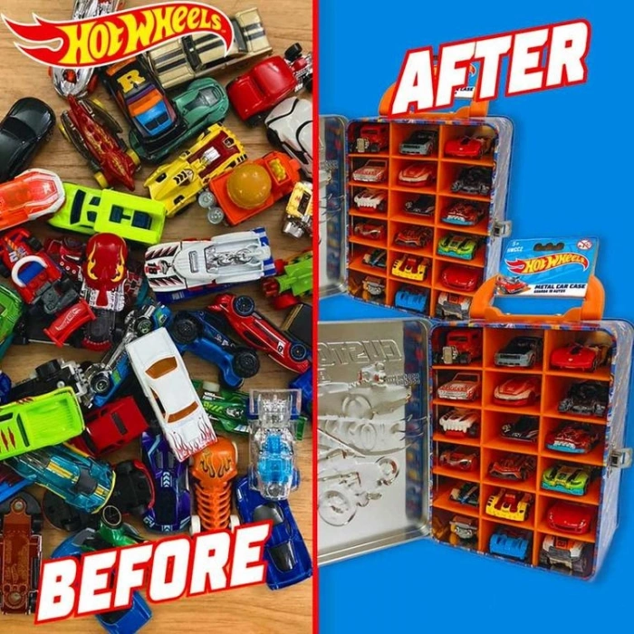 MATTEL HWCC2-24R HOT WHEELS 18 ARAÇ KAPASİTELİ METAL TAŞIMA VE SAKLAMA ÇANTASI +5
