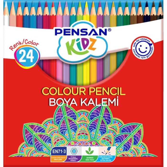 PENSAN KİDZ TAM BOY KURU BOYA KALEMİ 24 RENK - PE56324TBKB