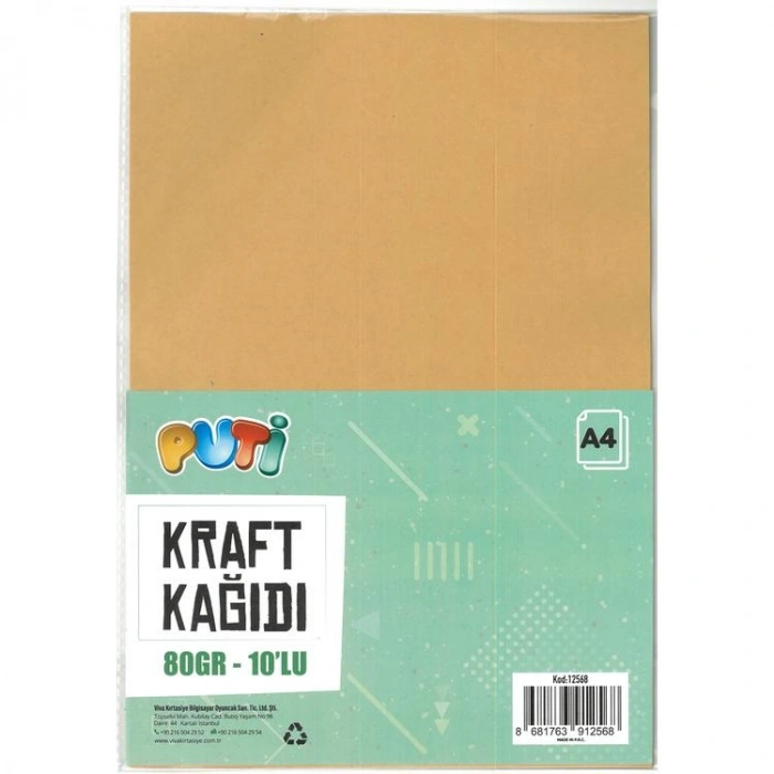 PUTİ 12568 KRAFT KAĞIDI A4 80GR. 10LU