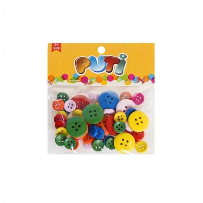 PUTİ 11134  AHŞAP RENKLİ DÜĞME POŞETTE
