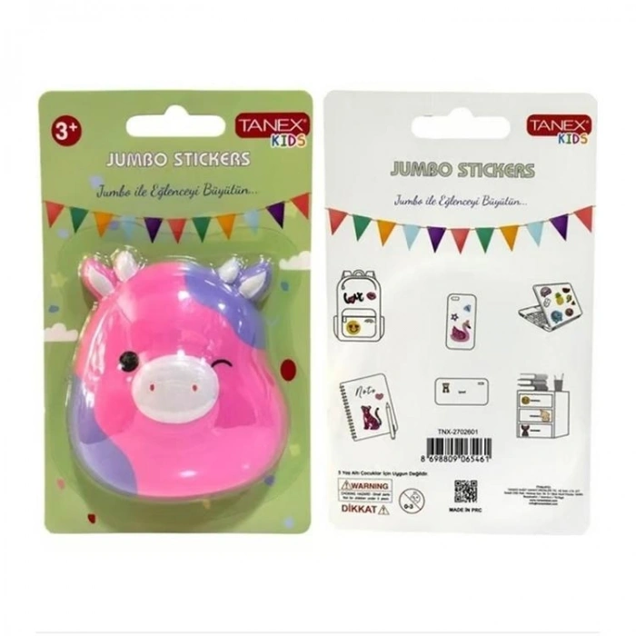 TANEX KIDS TNX-2700301 JUMBO STICKER - SQUISHY JUMBO PUFFY SEVİMLİ İNEK - 1 ADET