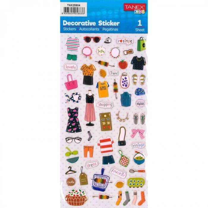 TANEX KIDS TNX-25804 DEKOTARİF ETİKETLER - KABARTMALI ALIŞVERİŞ SERİSİ - 1 ADET