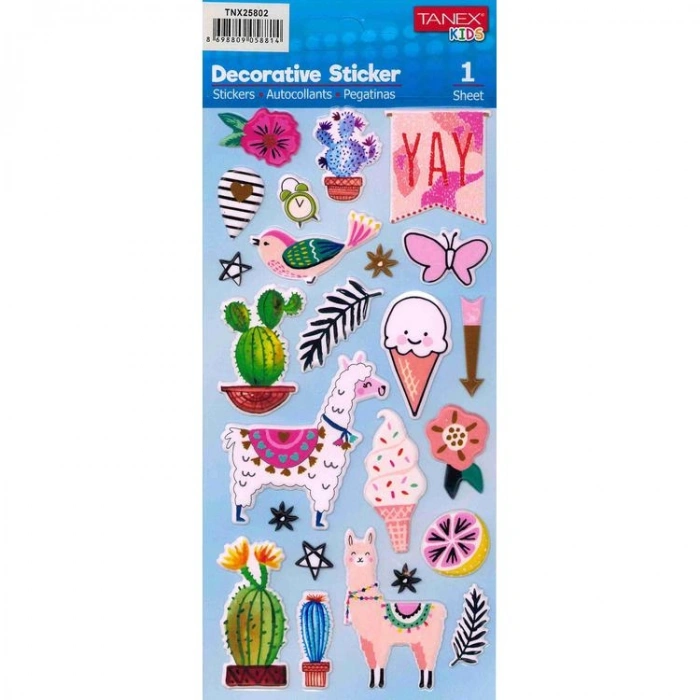 TANEX KIDS TNX-25802 DEKOTARİF ETİKETLER - KABARTMALI LAMA SERİSİ - 1 ADET