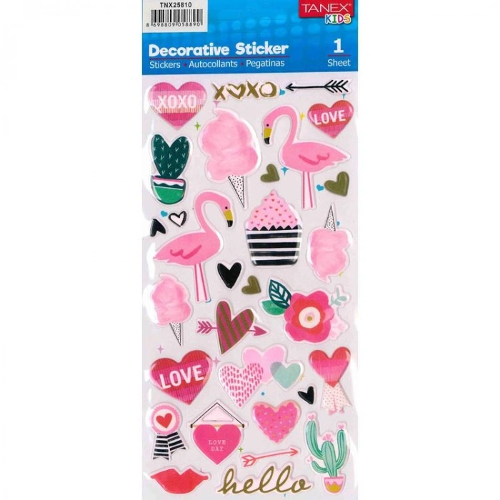 TANEX KIDS TNX-25810 DEKOTARİF ETİKETLER - KABARTMALI FLAMİNGO SERİSİ - 1 ADET