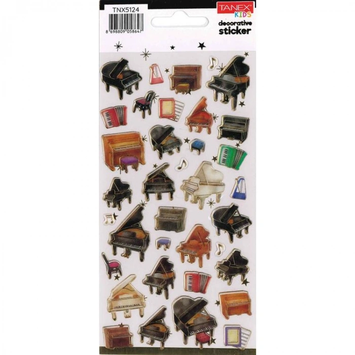 TANEX KIDS TNX-5124 DEKOTARİF ETİKETLER - KABARTMALI DAMLA MÜZİK ALETLERİ 5 - 1 ADET