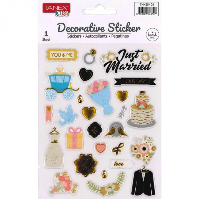 TANEX KIDS TNX-25406 DEKOTARİF ETİKETLER - KABARTMA PUFFY PASTA SERİSİ - 1 ADET