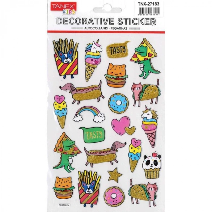 TANEX KIDS TNX-27183 DEKOTARİF ETİKETLER - KABARTMA ATIŞTIRMA ŞEKİLLİ HAYVAN SERİSİ - 1 ADET