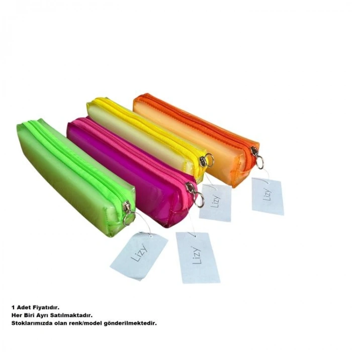 LİZY RFKLM NEON RENKLİ ŞEFFAF TEK GÖZLÜ KALEM ÇANTASI - TEKLİ