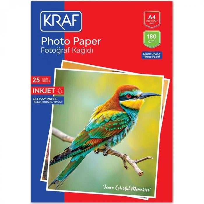 KRAF 2180 PARLAK FOTOĞRAF KAĞIDI A4 180g 25Lİ