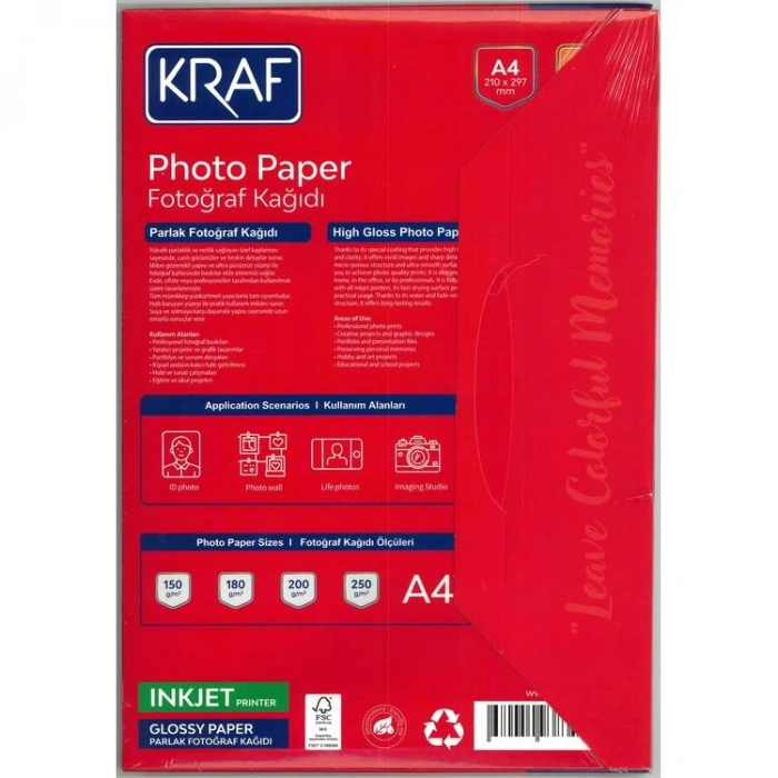 KRAF 2150 PARLAK FOTOĞRAF KAĞIDI A4 150g 25Lİ
