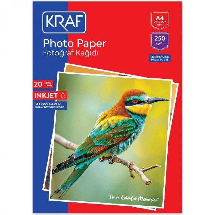 KRAF 2250 PARLAK FOTOĞRAF KAĞIDI A4 250g 20Lİ