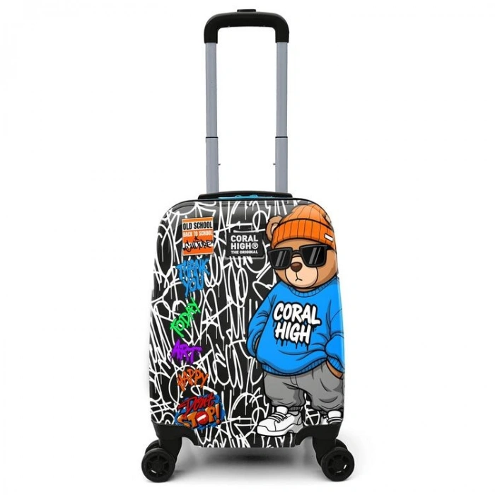 CORAL HIGH 16698 GRAFİTİ AYICIK DESENLİ MİNİ ÇOCUK VALİZİ