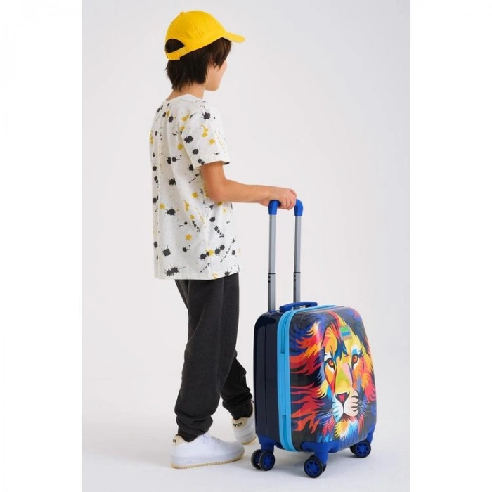 CORAL HIGH 16732 LACİVERT SAKS ASLAN DESENLİ MİNİ ÇOCUK VALİZİ