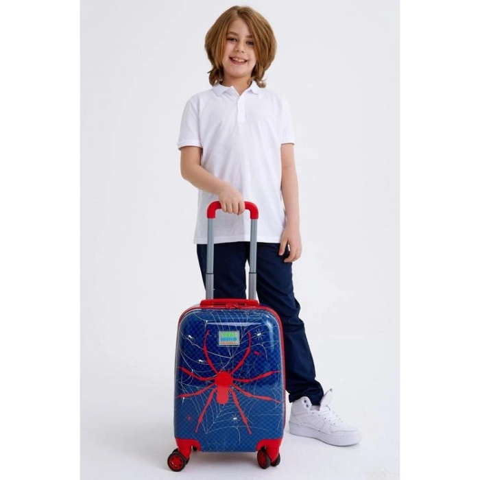 CORAL HIGH 16739 LACİVERT KIRMIZI ÖRÜMCEK DESENLİ MİNİ ÇOCUK VALİZİ