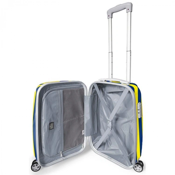 CORAL HIGH 16562 SARI LACİVERT ÇUBUKLU TARAFTAR DESENLİ KABİN BOY (50cm) VALİZ