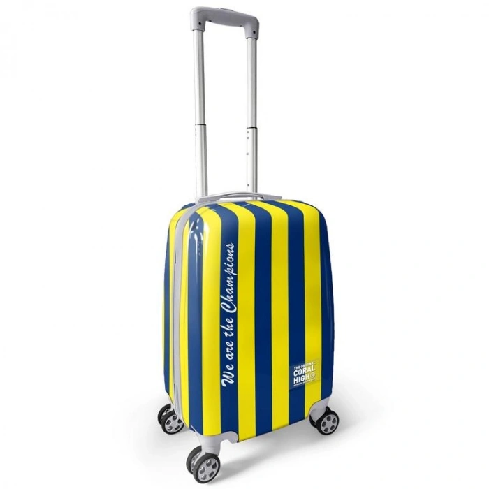 CORAL HIGH 16562 SARI LACİVERT ÇUBUKLU TARAFTAR DESENLİ KABİN BOY (50cm) VALİZ