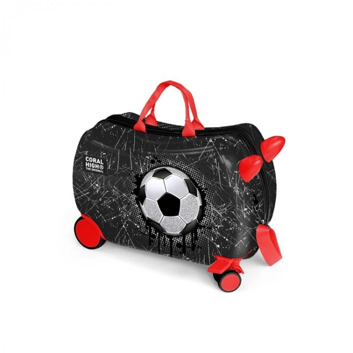 CORAL HIGH  16369 SİYAH FUTBOL DESENLİ  OTUR-ÇEK ÇOCUK VALİZİ