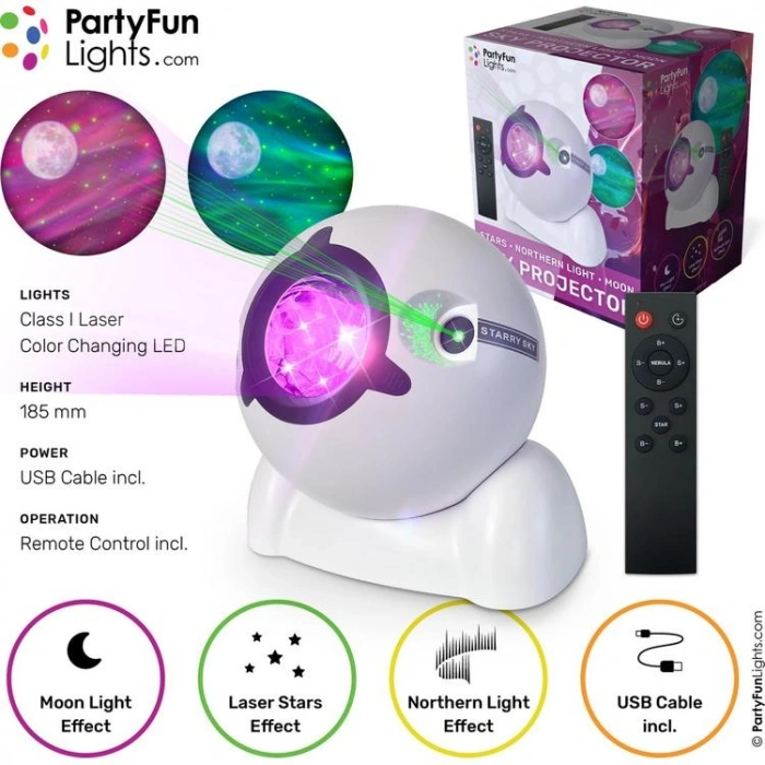 SUNMAN 86766 PARTY FUN GÖKYÜZÜ TEMALI KUMANDALI PROJEKTÖR