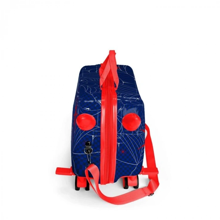 CORAL HIGH  16367 LACİVERT KIRMIZI ÖRÜMCEK DESENLİ  OTUR-ÇEK ÇOCUK VALİZİ