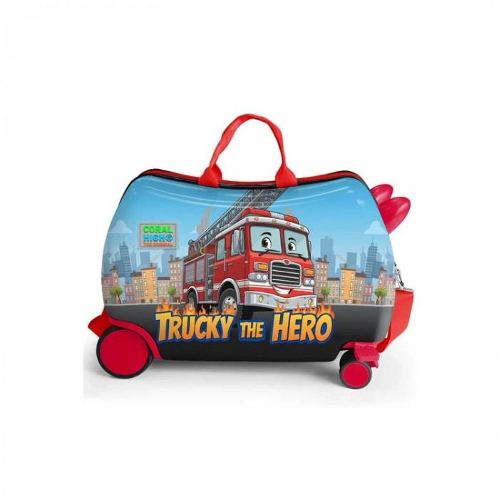 CORAL HIGH 16373 İTFAİYE DESENLİ  OTUR-ÇEK ÇOCUK VALİZİ