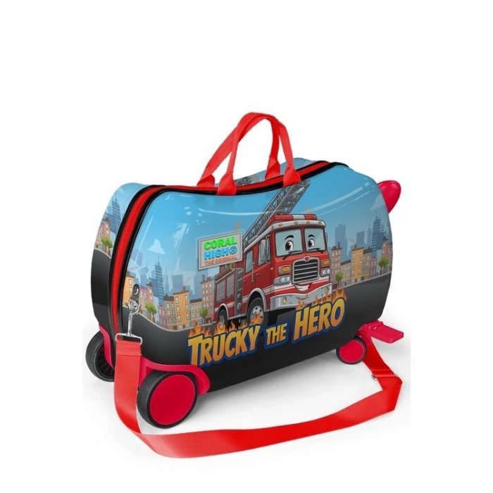 CORAL HIGH 16373 İTFAİYE DESENLİ  OTUR-ÇEK ÇOCUK VALİZİ