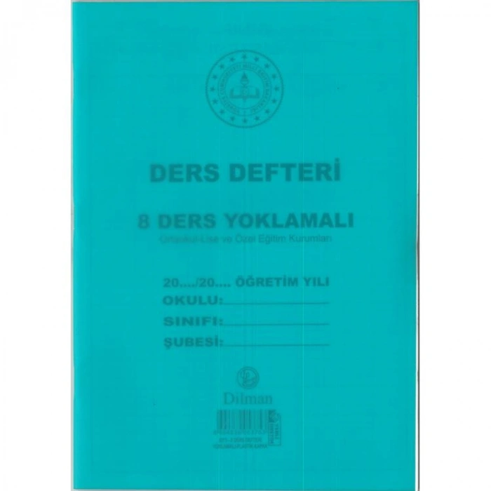 DİLMAN 8 DERSLİ YOKLAMALI DERS DEFTERİ
