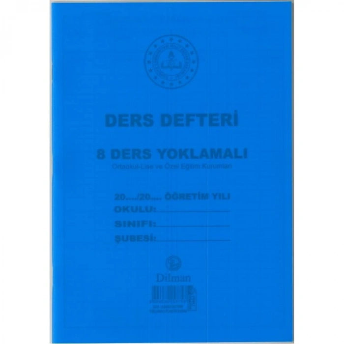 DİLMAN 8 DERSLİ YOKLAMALI DERS DEFTERİ