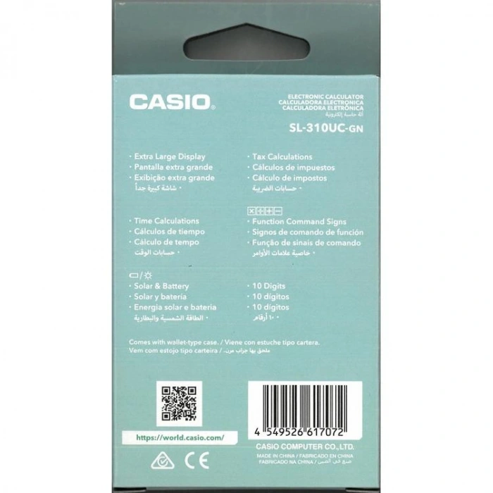 CASIO SL-310UC-GN-N-DC 10 HANE CEP TİPİ HESAP MAKİNESİ - AÇIK YEŞİL