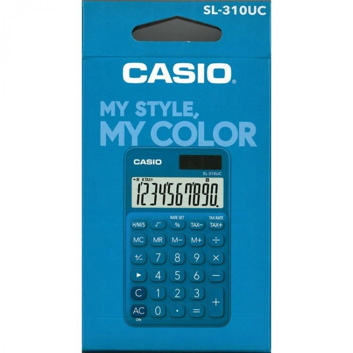 CASIO SL-310UC-BU-N-DC 10 HANE CEP TİPİ HESAP MAKİNESİ - MAVİ