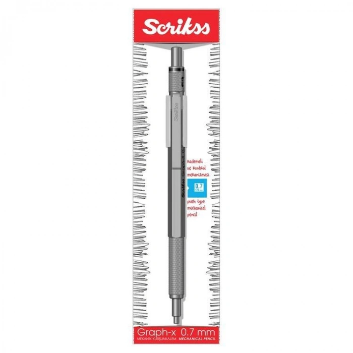 SCRIKSS GRAPH-X METAL 2.0MM VERSATİL KALEM ŞEFFAF KUTULU  KURŞUN GRİ