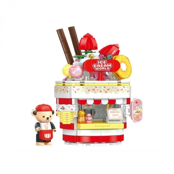 VAGONLIFE PANLOS P881202 TEDDY BEAR KOLEKSİYONU: DONDURMA SALONU 369 PARÇA BLOCK OYUNCAK