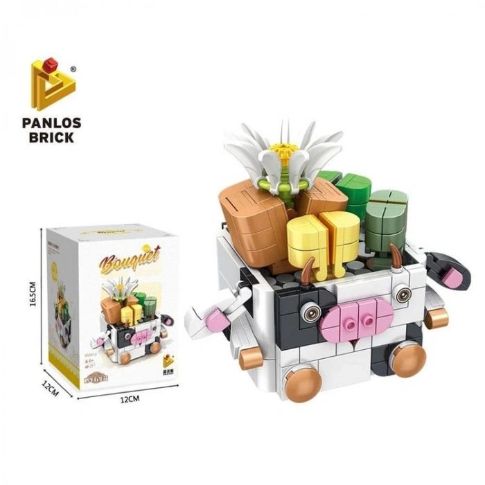 VAGONLIFE PANLOS 655012 HAYVAN SAKSILARI BUKET SETLERİ - İNEK 341 PARÇA BLOCK OYUNCAK 6+