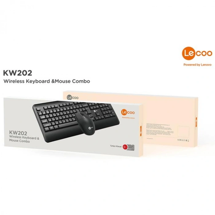 LENOVO LECOO KW202 KABLOSUZ TÜRKÇE  Q KLAVYE & MOUSE SET - SİYAH