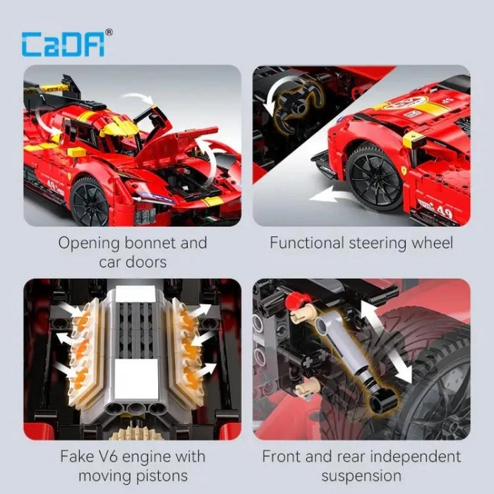 VAGONLIFE CADA C63008W KIRMIZI YARIŞ ARABASI 1:10 BLAZİNG FLAME 1518 PARÇA BLOCK OYUNCAK 14+