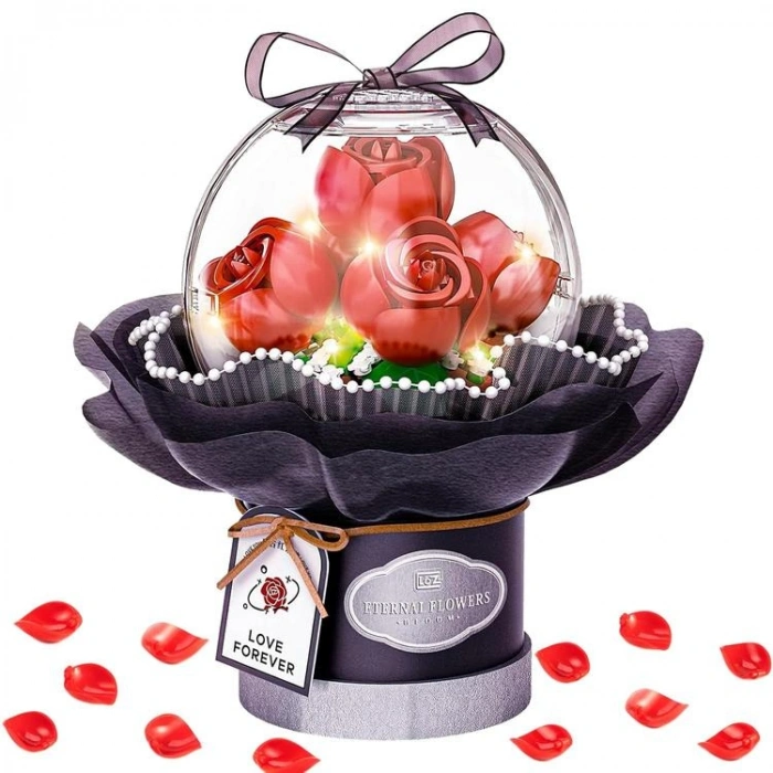 VAGONLIFE LOZ 1300 LEDLİ KIRMIZI GÜL BUKETİ 305 PARÇA BLOCK OYUNCAK 3+