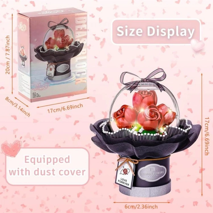 VAGONLIFE LOZ 1300 LEDLİ KIRMIZI GÜL BUKETİ 305 PARÇA BLOCK OYUNCAK 3+