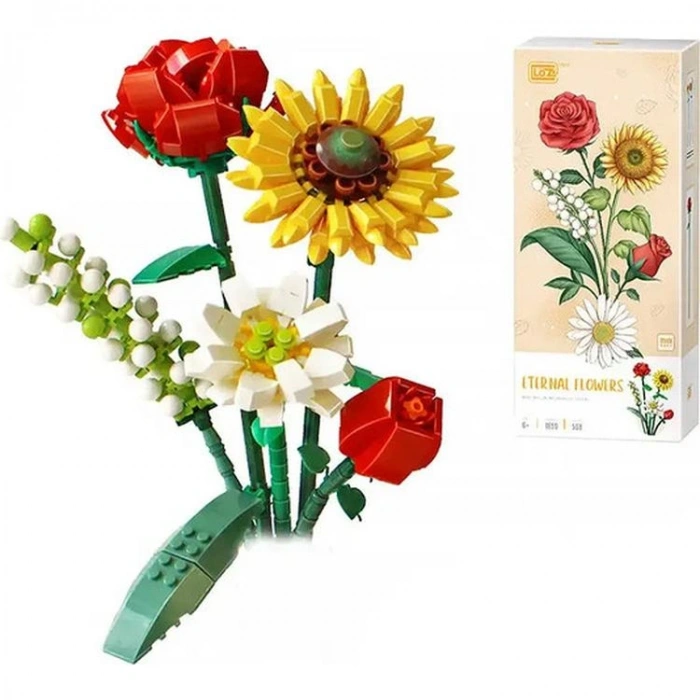 VAGONLIFE LOZ 1659 EBEDİ ÇİÇEKLER SERİSİ -  AYÇİÇEĞİ GÜL 568 PARÇA BLOCK OYUNCAK 3+