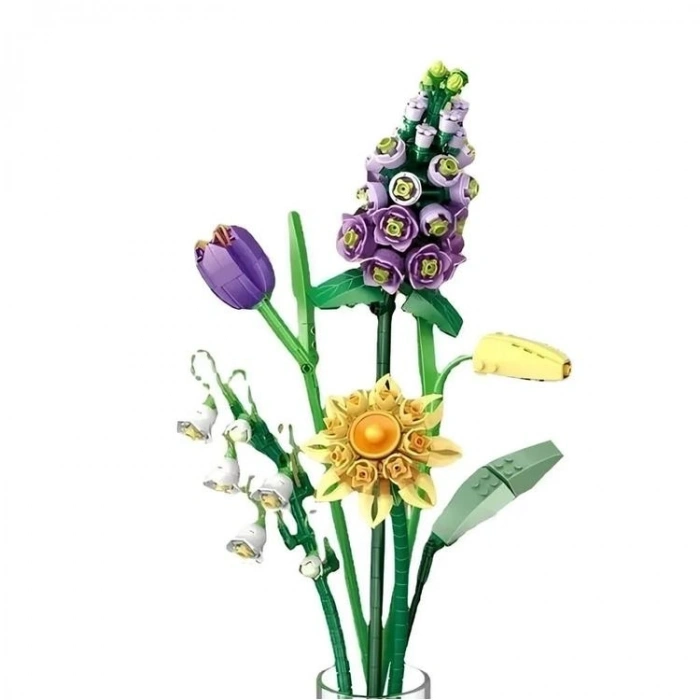 VAGONLIFE LOZ 1672 EBEDİ ÇİÇEKLER SERİSİ -  LALE ZAMBAK YAPRAKLAR 534 PARÇA BLOCK OYUNCAK 3+