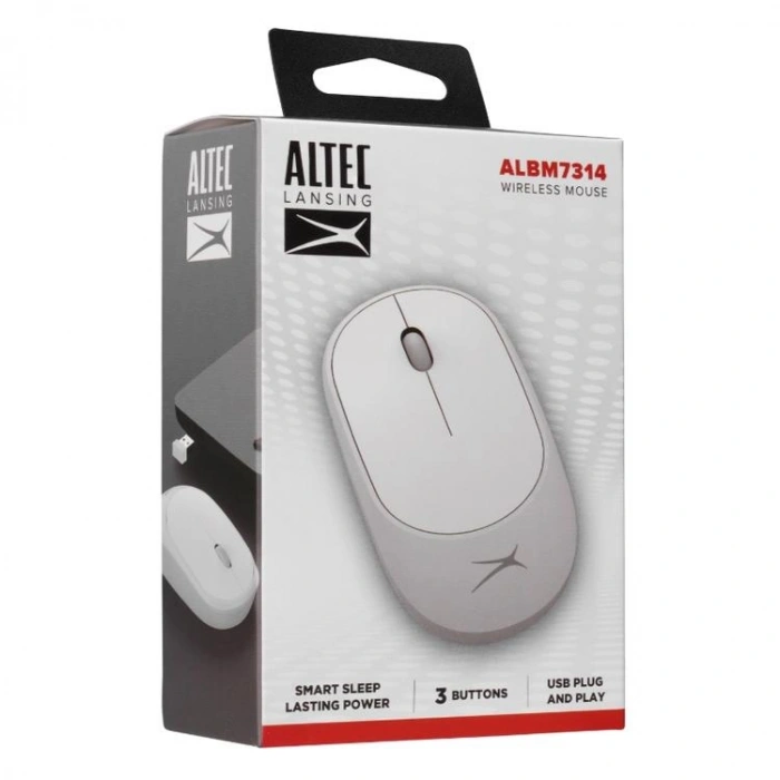 ALTEC LANSİNG ALBM7314  2.4GHZ USB 1200DPI ALKALİN PİLLİ KABLOSUZ MOUSE  BEYAZ