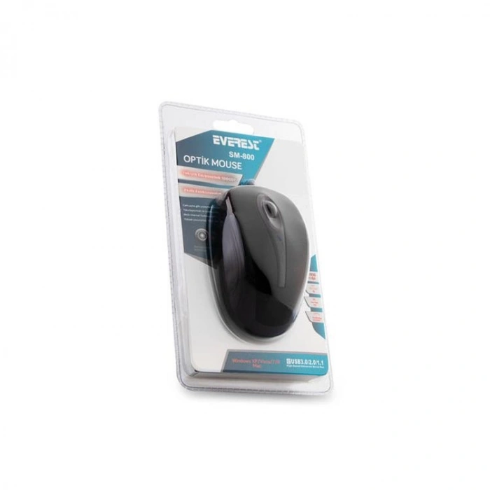 EVEREST SM-800 USB KABLOLU OPTİK MOUSE SİYAH